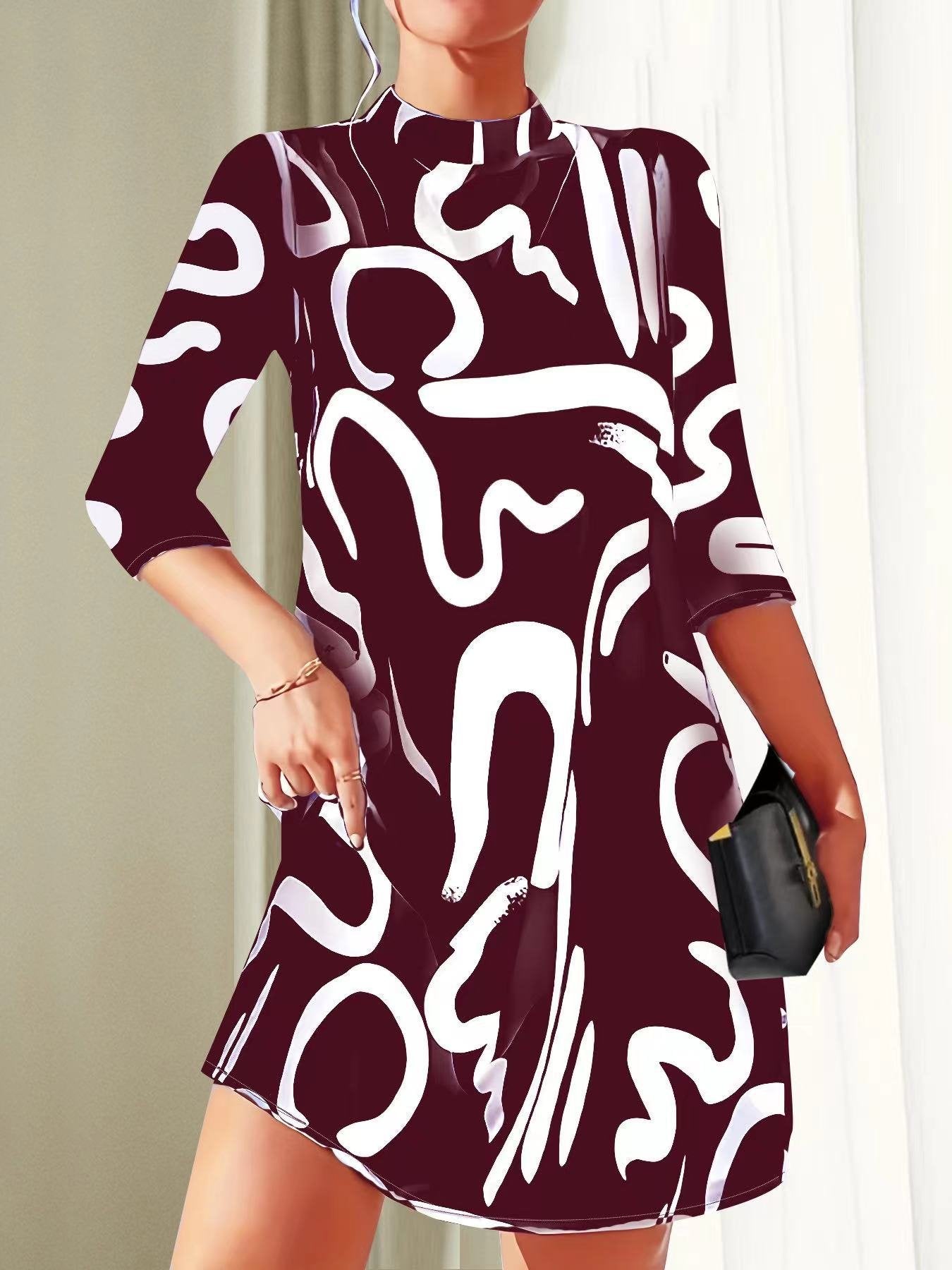 Women's Black Mini Shift Dress - Claret