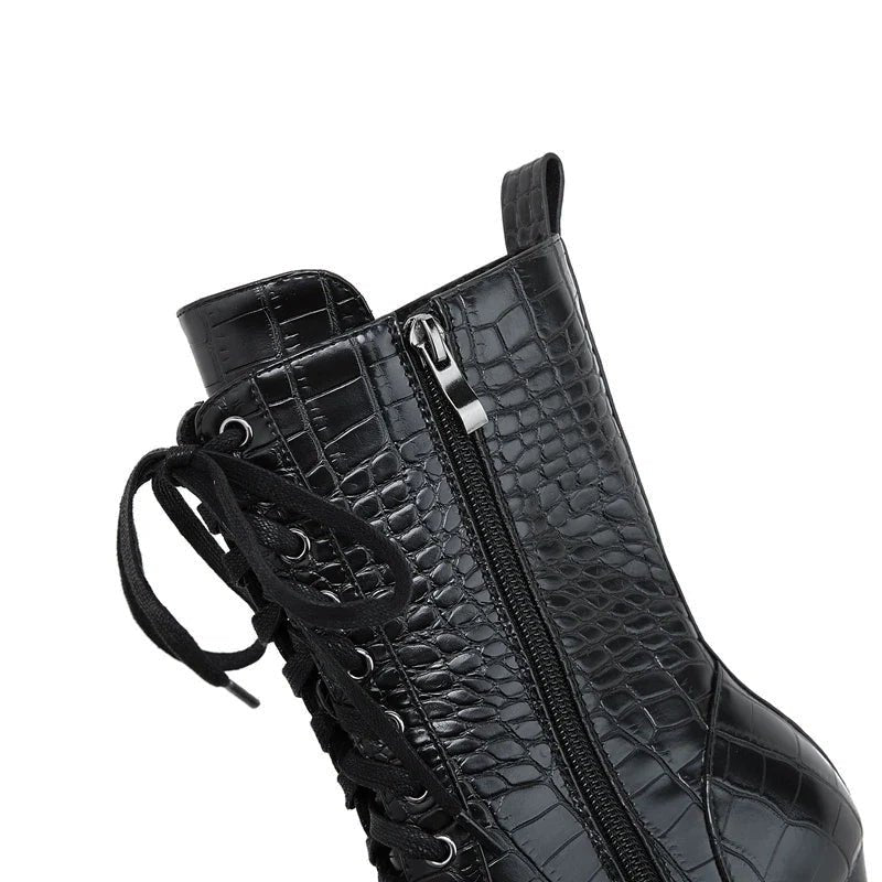 Women's Leather Lace-Up Western Boots