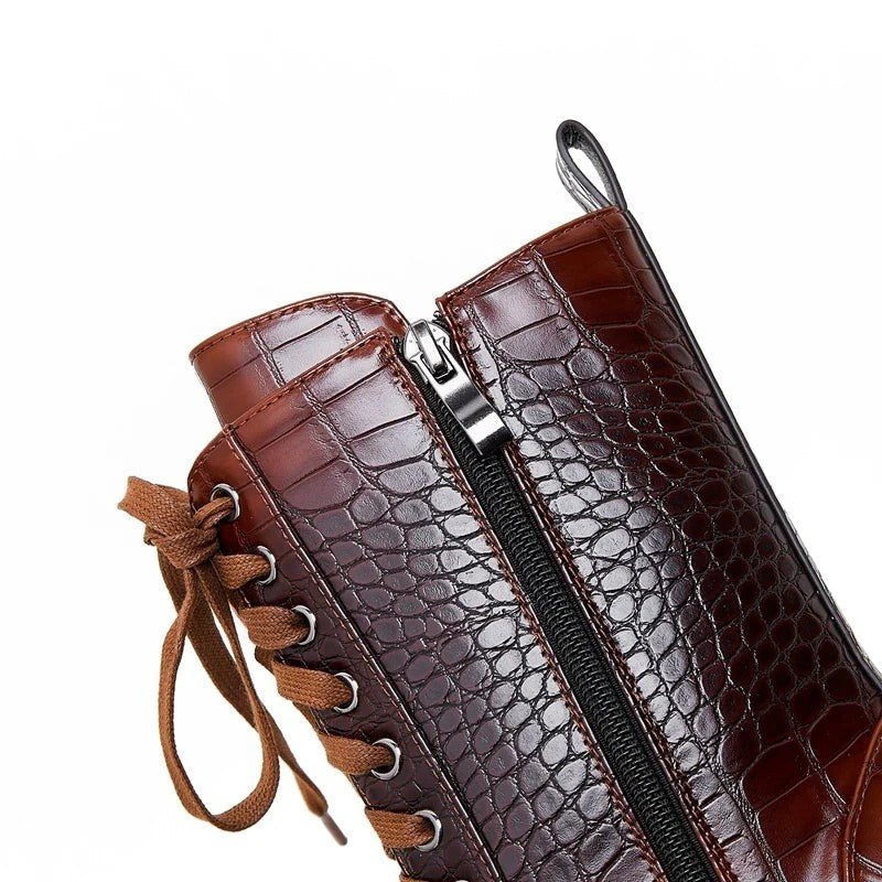 Women's Leather Lace-Up Western Boots
