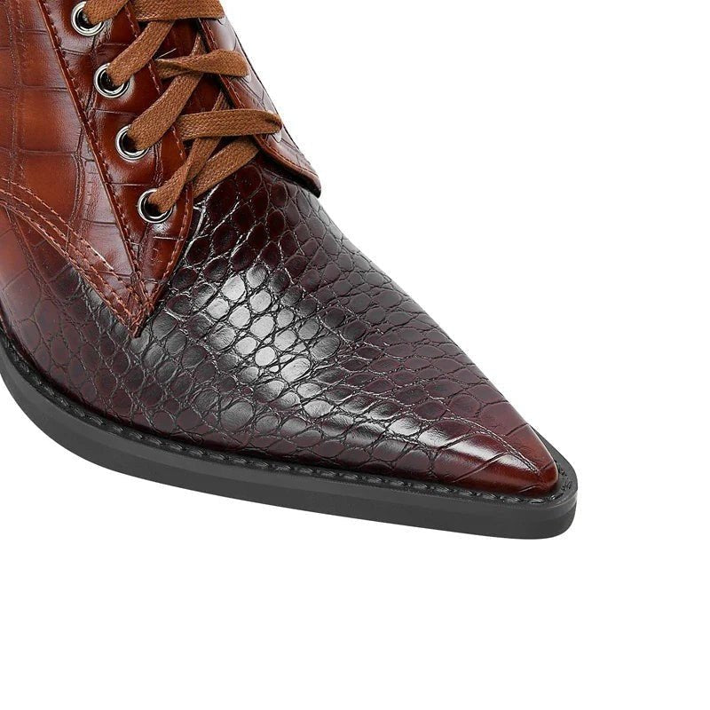 Women's Leather Lace-Up Western Boots