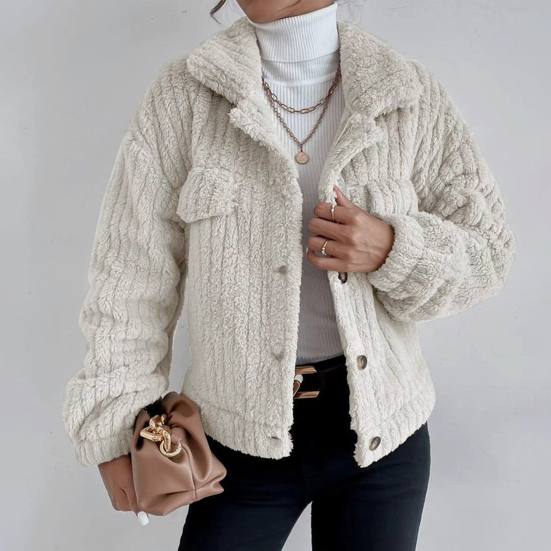 Women's Oversized Teddy Jacket - White