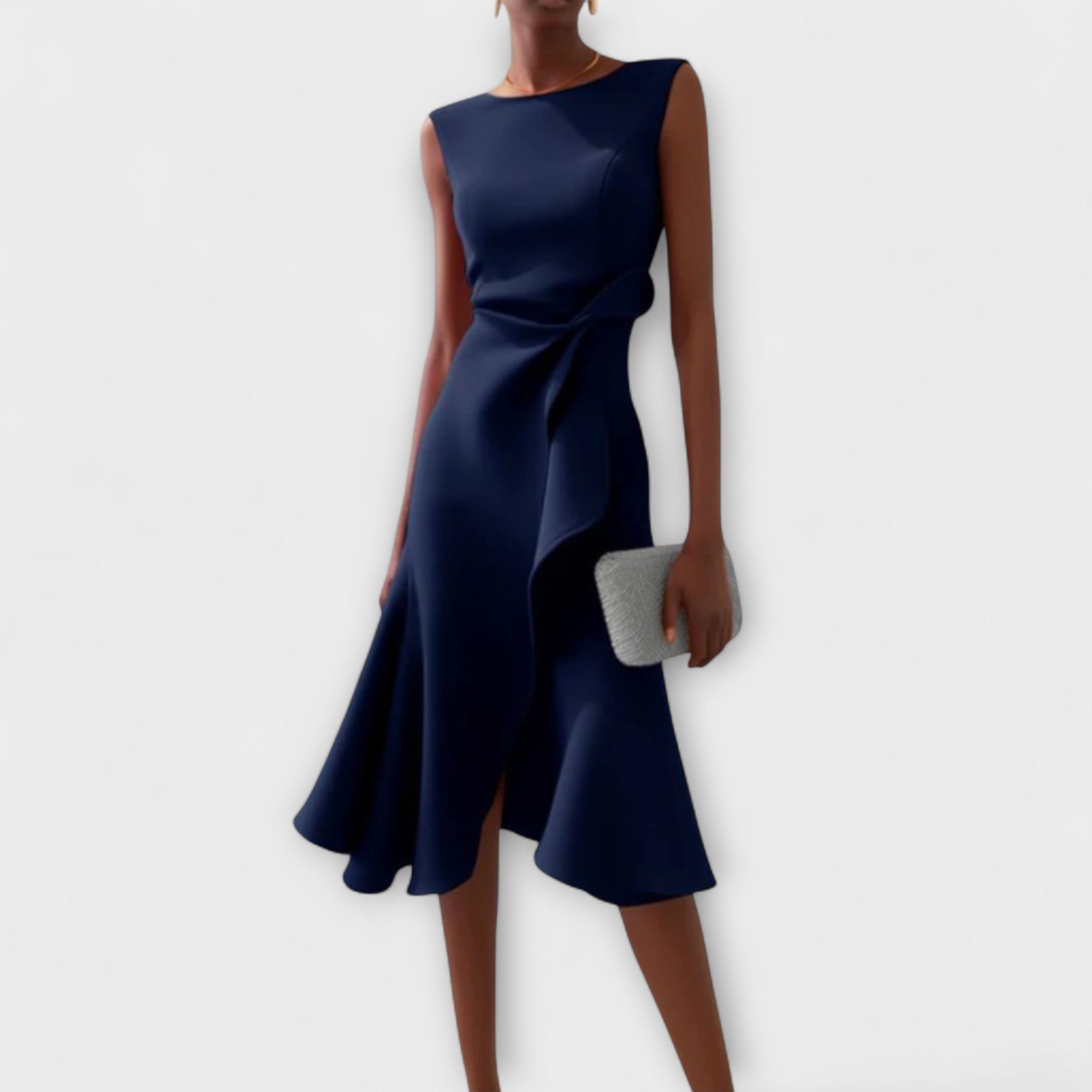 Women's Cocktail Midi Party Dress - Navy Blue