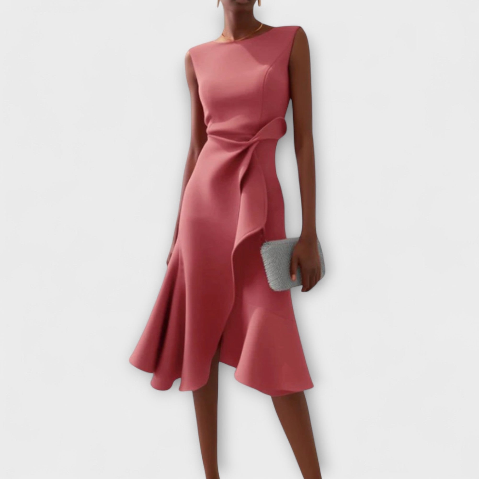 Women's Cocktail Midi Party Dress - Pink
