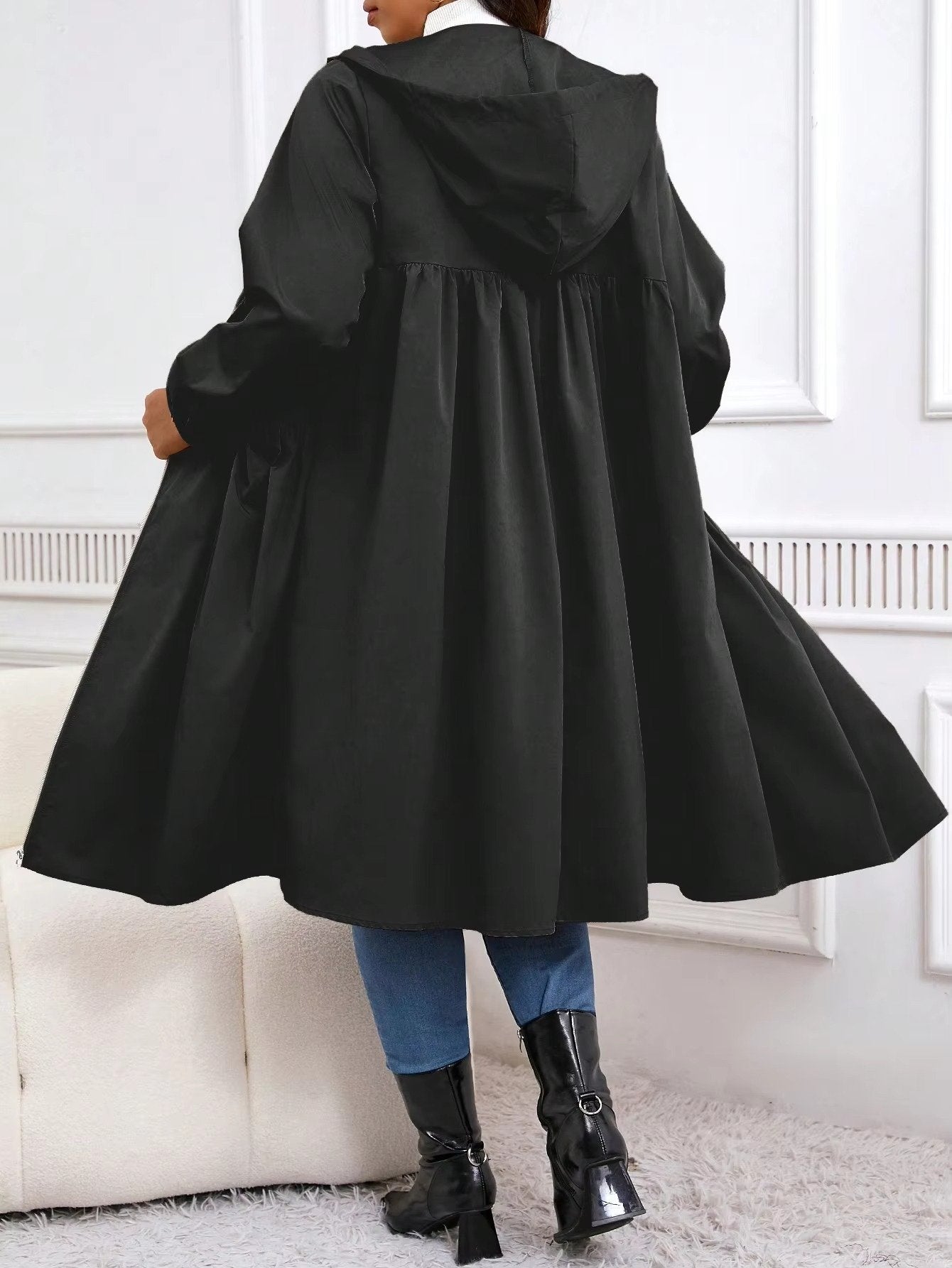 Women's Oversized Hooded Longline Trench Coat