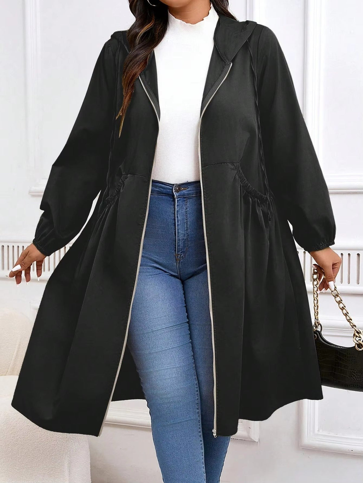 Women's Oversized Hooded Longline Trench Coat