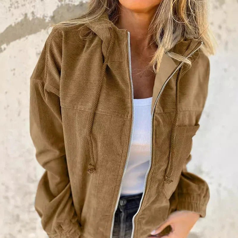 Women's Oversized Corduroy Hooded Jacket