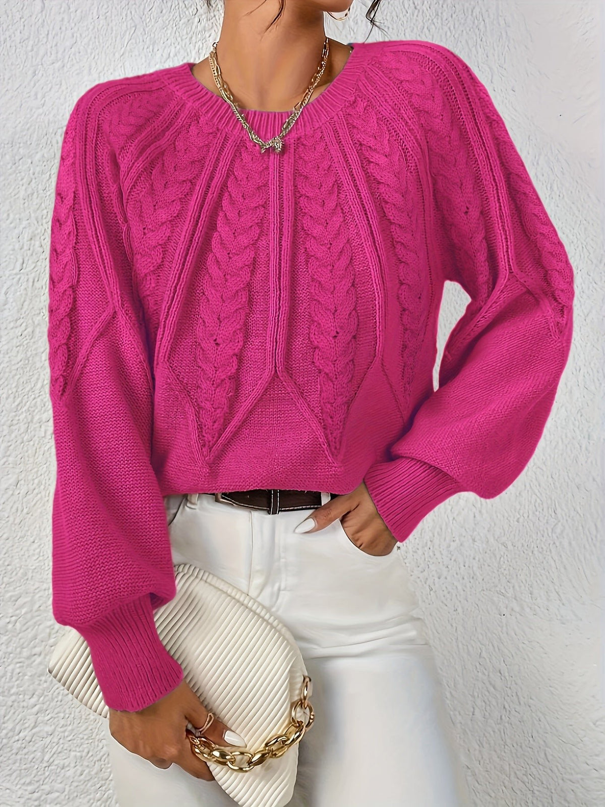 Women's Chunky Cropped Cable Knit Jumper