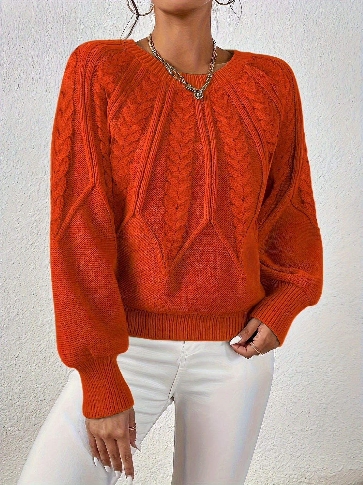 Women's Chunky Cropped Cable Knit Jumper