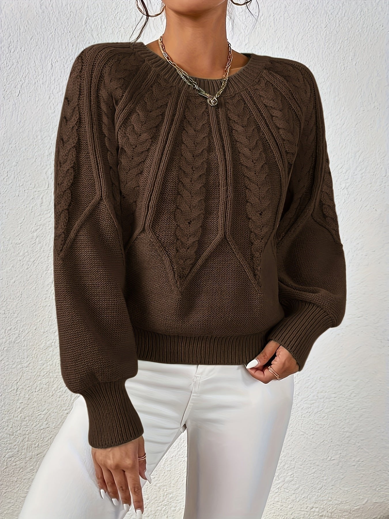 Women's Chunky Cropped Cable Knit Jumper