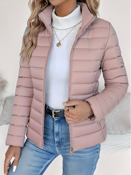 Women's Slim Puffer Jacket - Pink