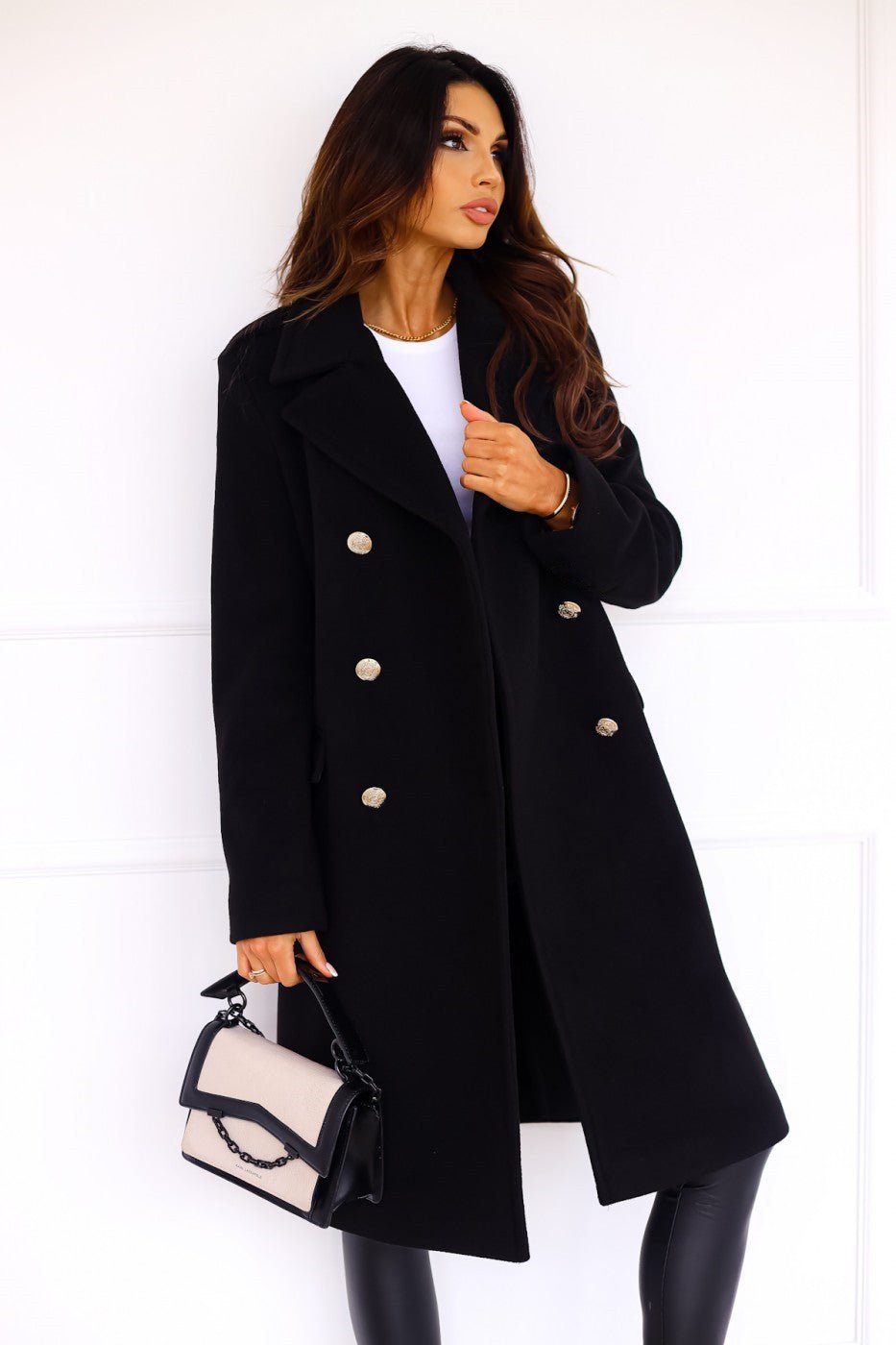 Women's Double-Breasted Belted Longline Wool Coat