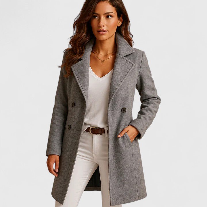 Women's Slim Longline Wool Coat - Gray