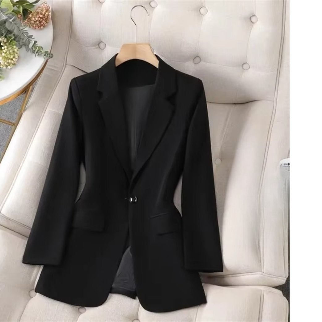 Women's Fitted Single-Button Blazer - Black