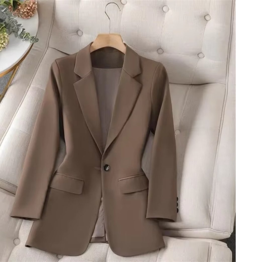 Women's Fitted Single-Button Blazer - Khaki
