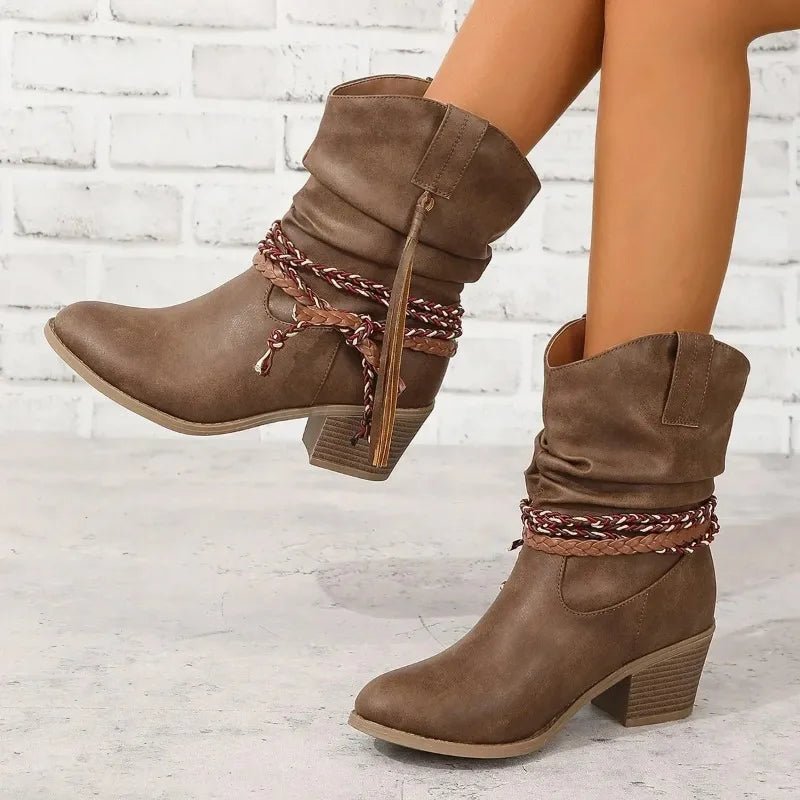 Women's Braided Slouchy Ankle Boots