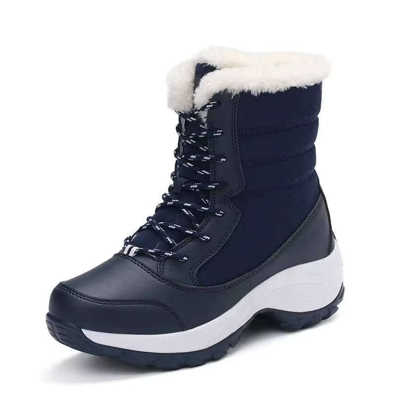 Women's Faux Leather Waterproof Platform Snow Ankle Boots