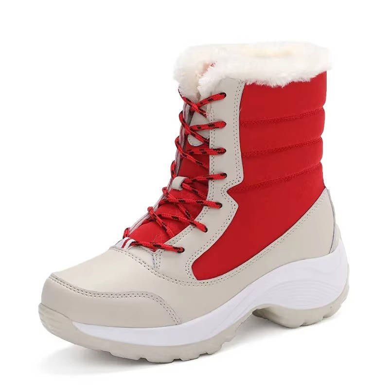 Women's Faux Leather Waterproof Platform Snow Ankle Boots