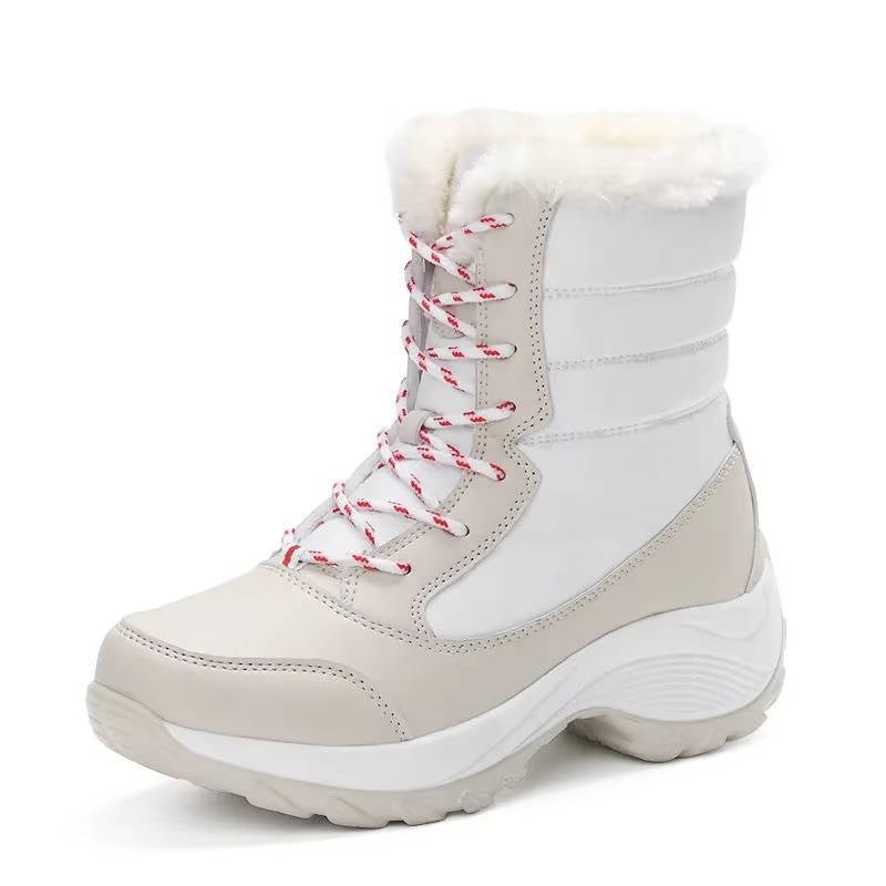 Women's Faux Leather Waterproof Platform Snow Ankle Boots