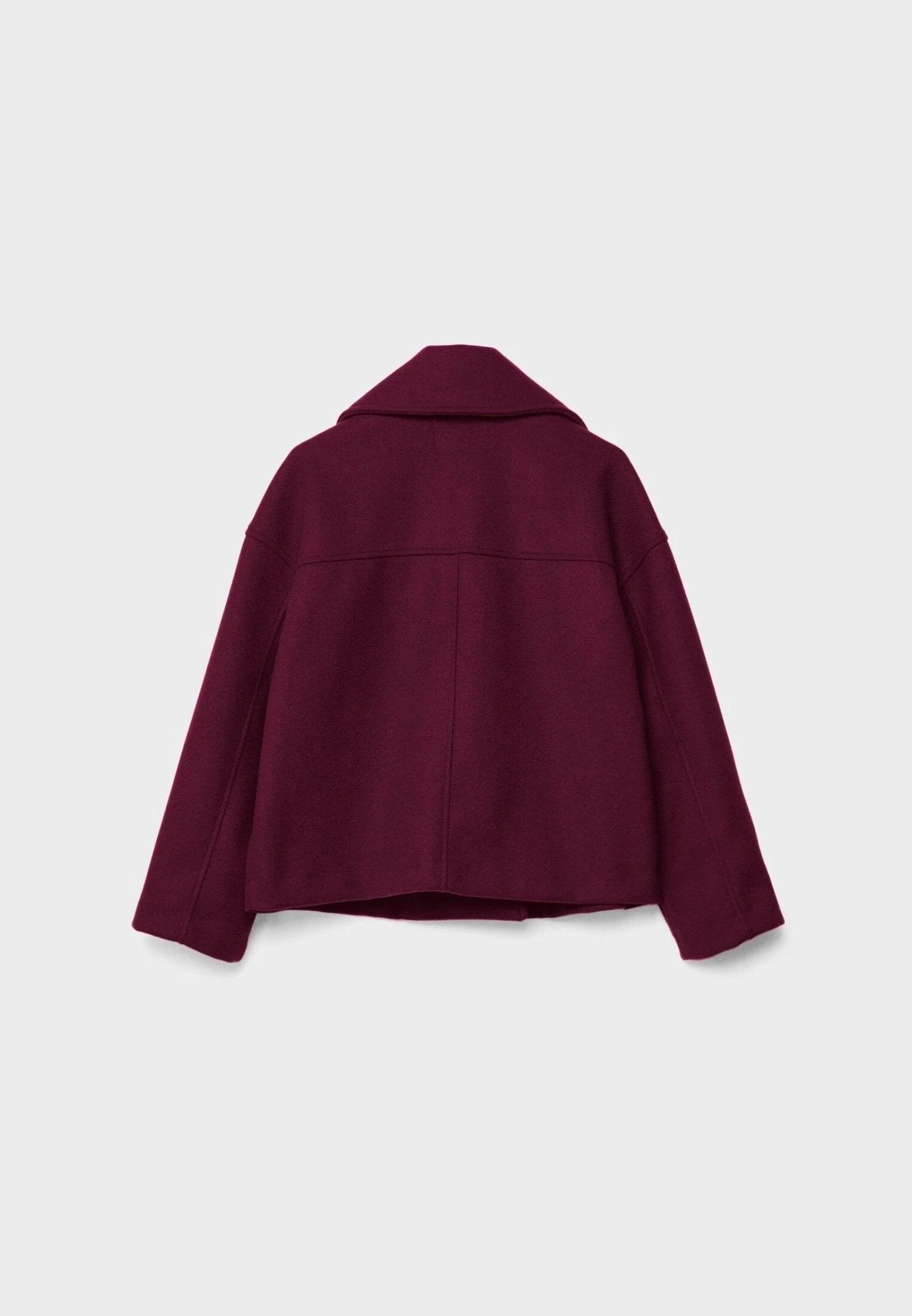 Women's Oversized Cropped Wool Peacoat - Red