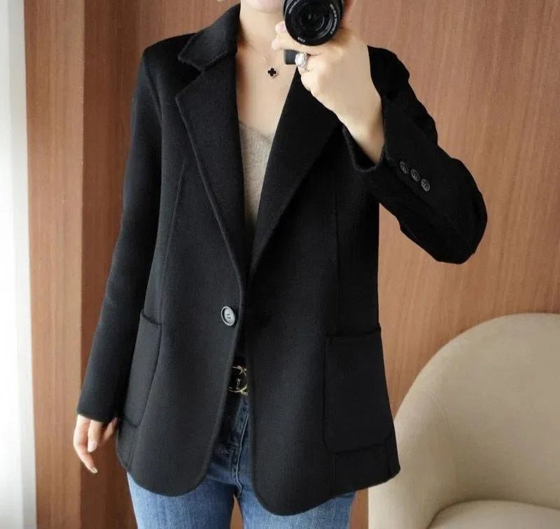 Women's Work Longline Wool Blazer - Black