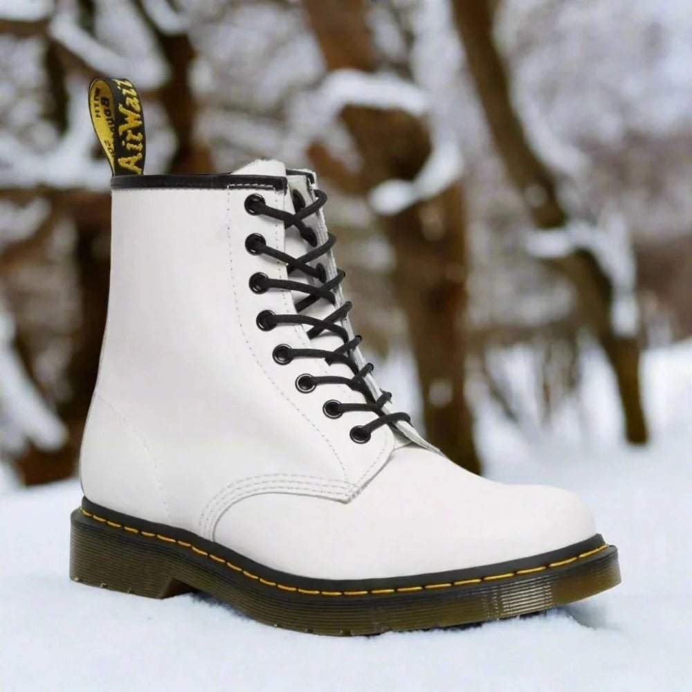 Women's Leather Combat Boots - White