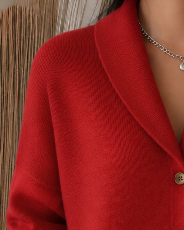 Women's Chunky Oversized Knit Ribbed V-Neck Cardigan