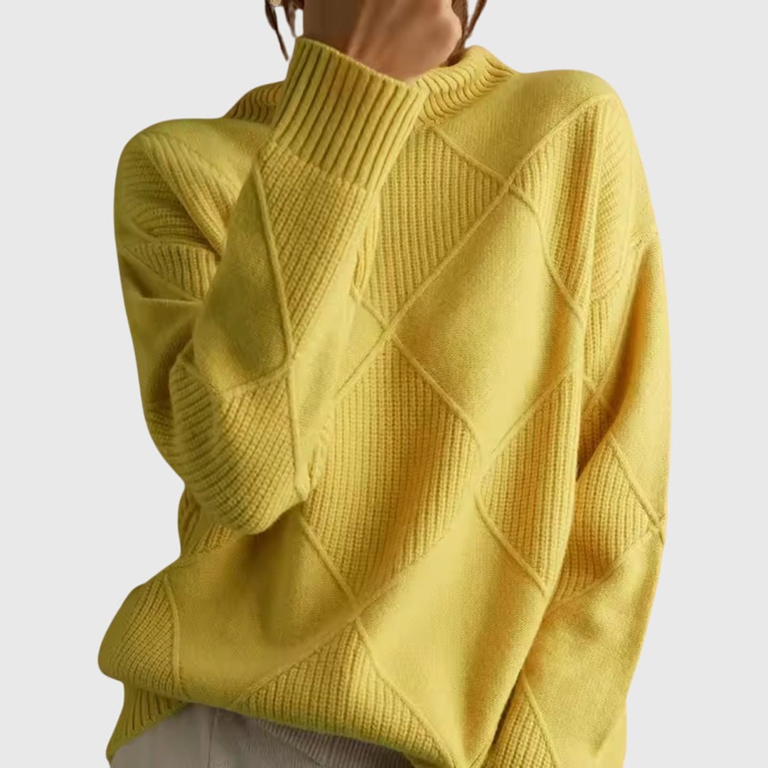 Women's Chunky Oversized Wool Roll Neck Jumper - Yellow