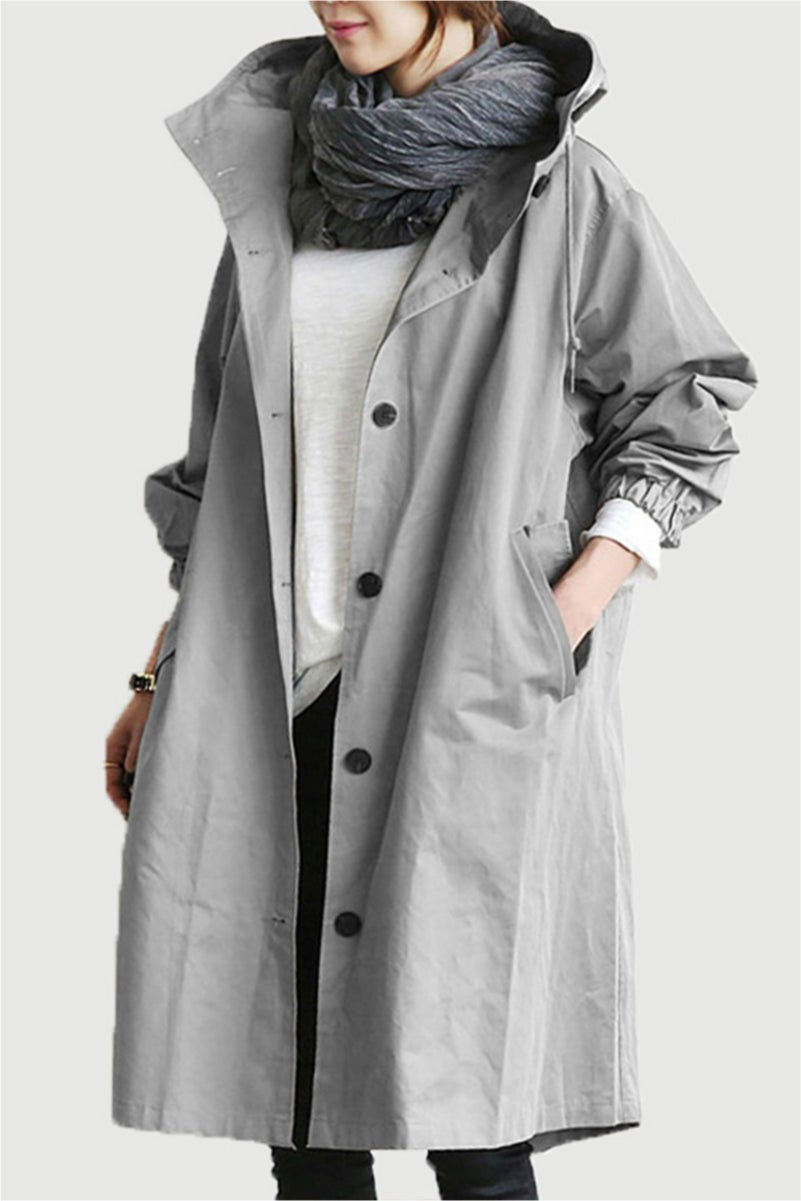 Women's Oversized Hooded Longline Coat - IceGray
