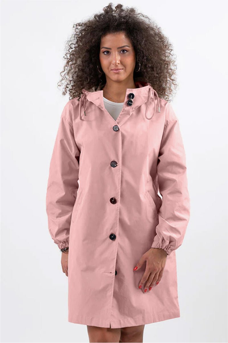 Women's Oversized Hooded Longline Coat - Pastel Pink