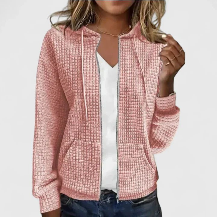 Women's Zip-Up Hooded Jacket - Pink
