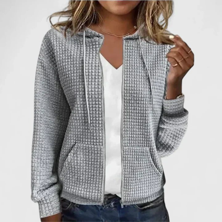 Women's Zip-Up Hooded Jacket - Gray