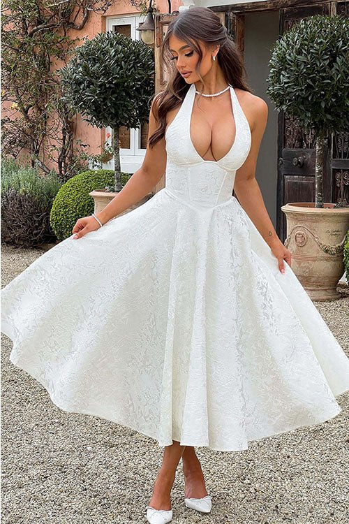 Women's Halter Party Midi Dress