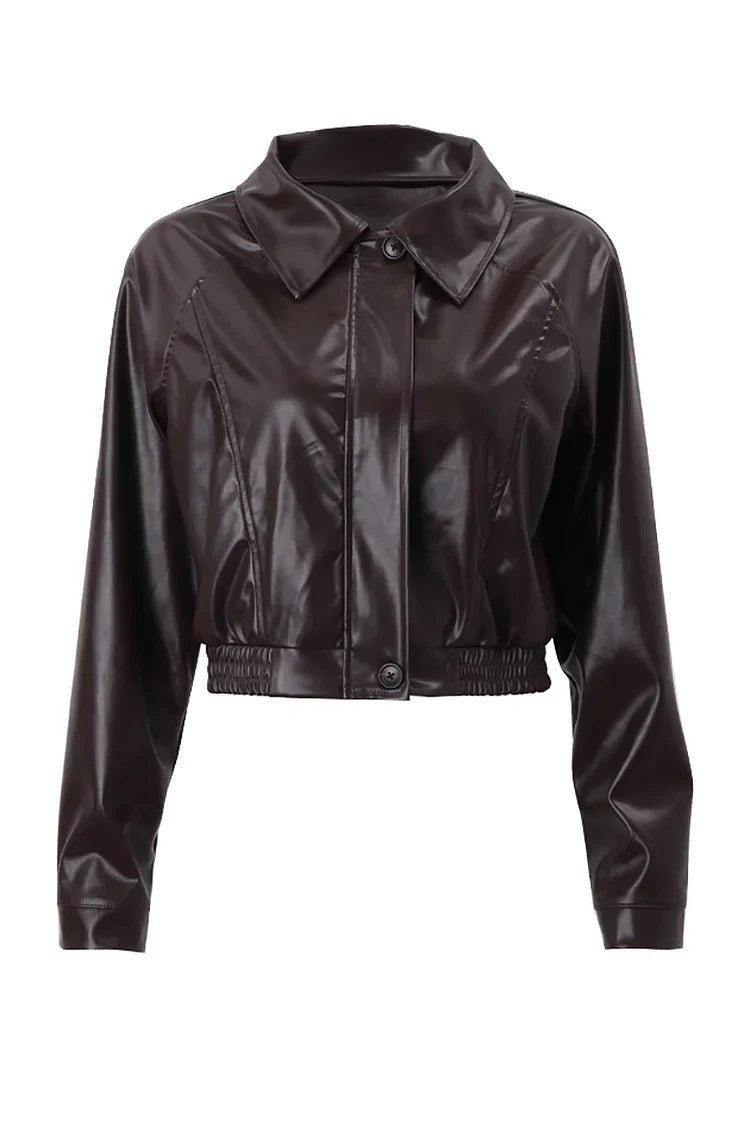 Women's Cropped Faux Leather Moto Jacket
