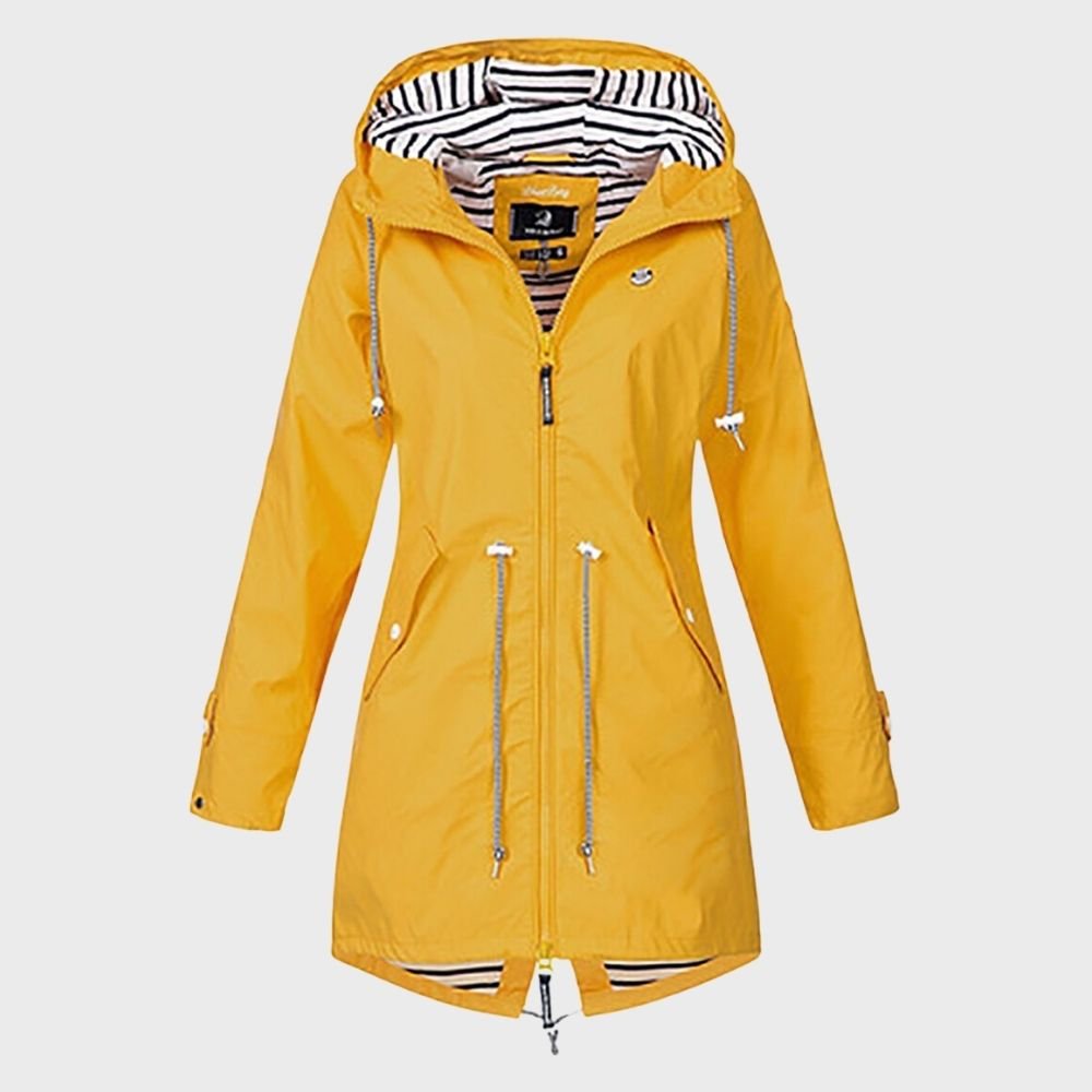 Women's Rain Waterproof Hooded Jacket - Yellow