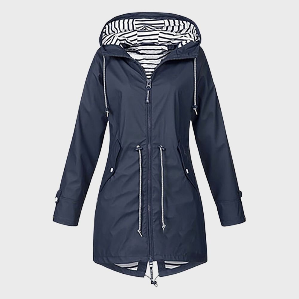 Women's Rain Waterproof Hooded Jacket - Navy Blue