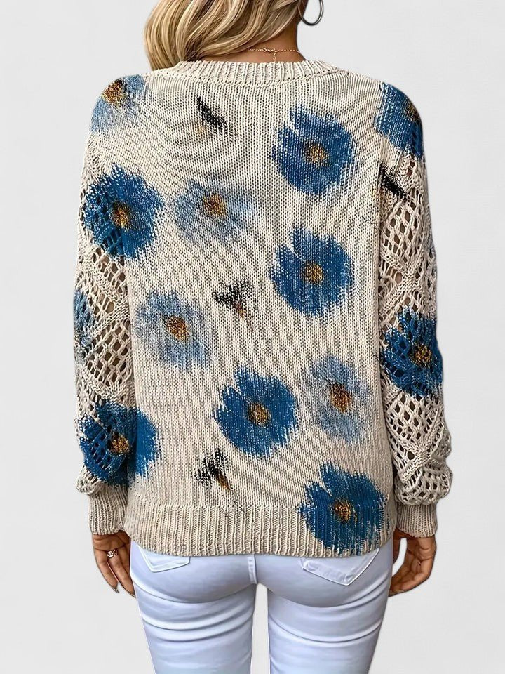 Women's Floral V-Neck Jumper