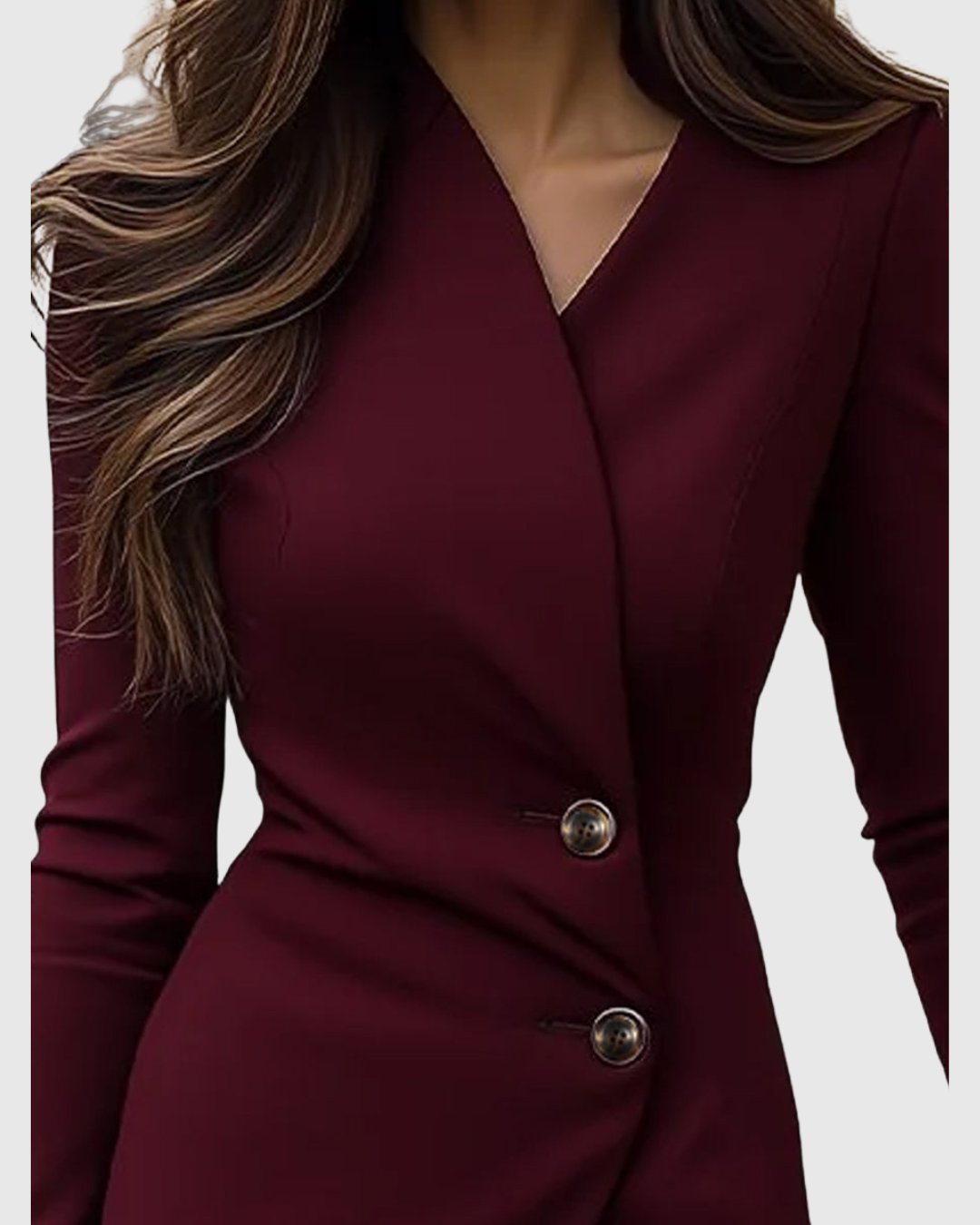 Women's Long Sleeve Wrap Bodycon Midi Party Dress