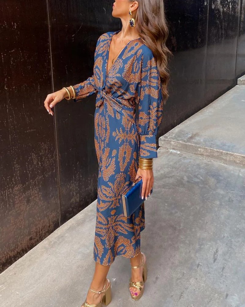 Women's Paisley Satin Midi Party Dress