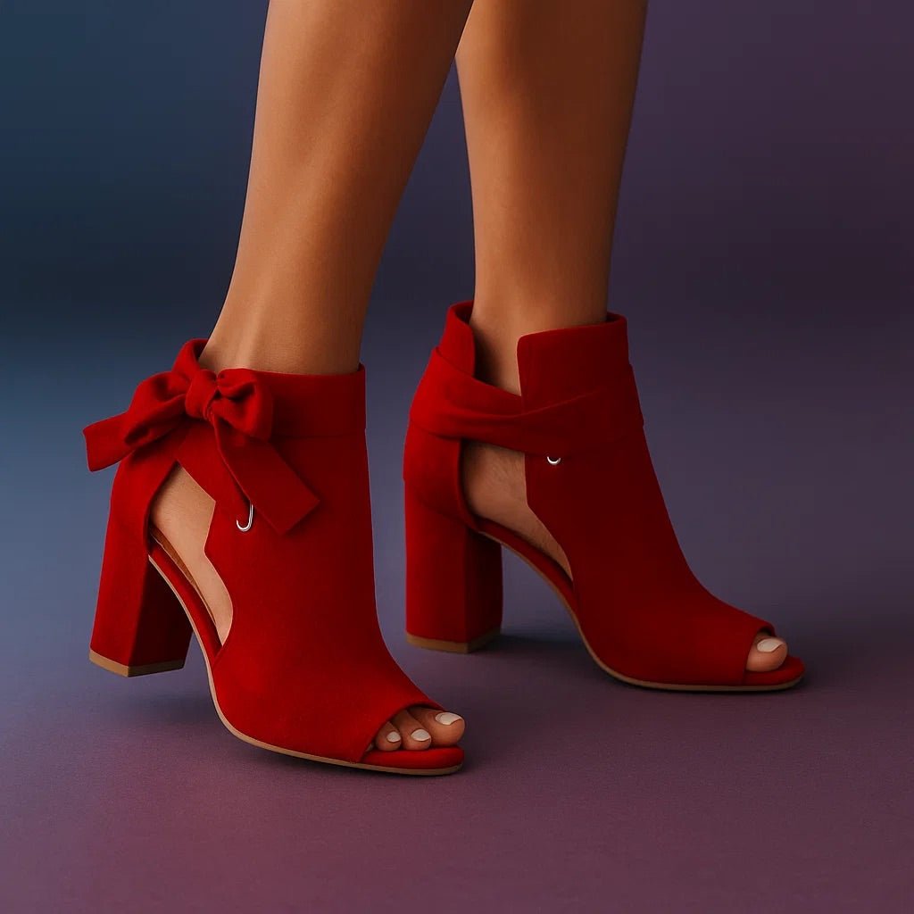 Women's Peep-Toe Faux Suede Ankle Booties