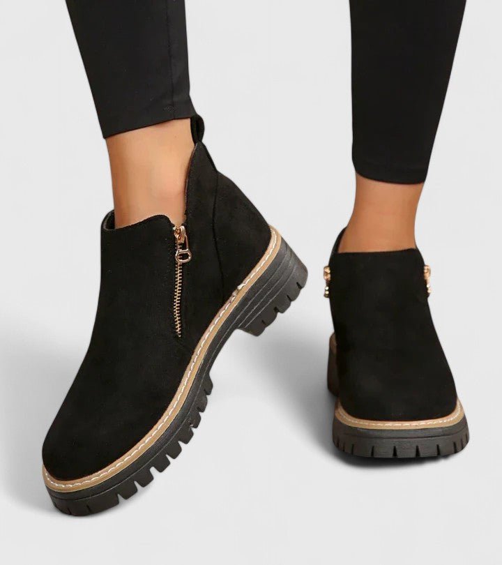 Women's Suede Ankle Boots - Black