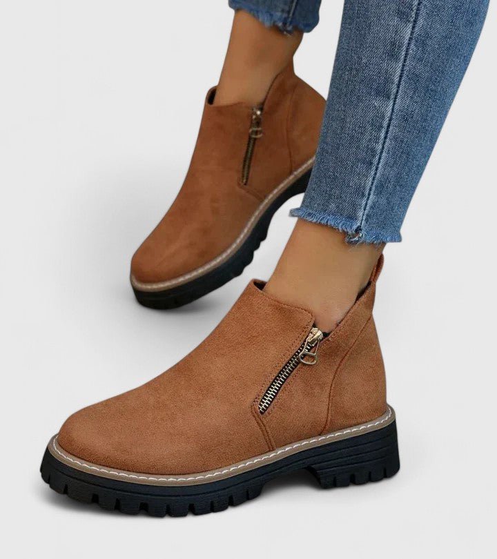 Women's Suede Ankle Boots - Brown