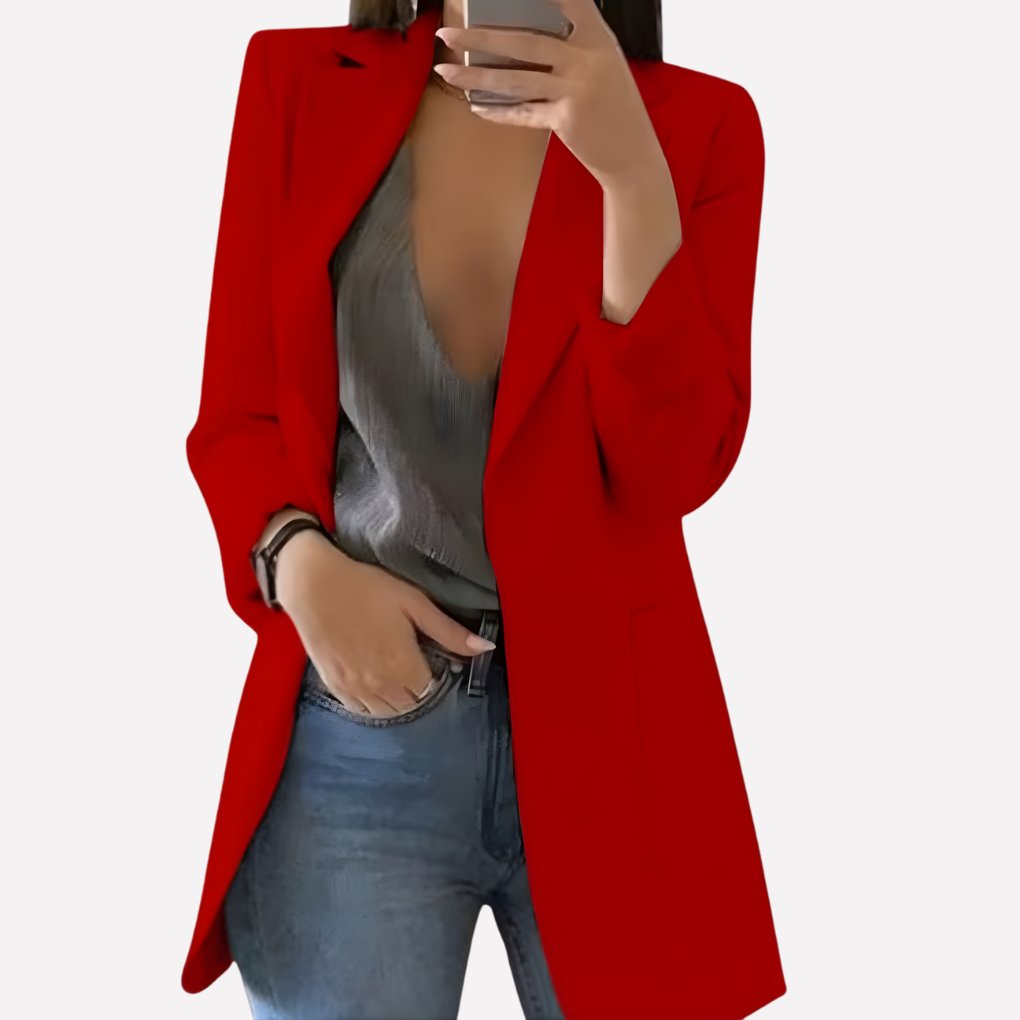Women's Oversized Longline Blazer - Red