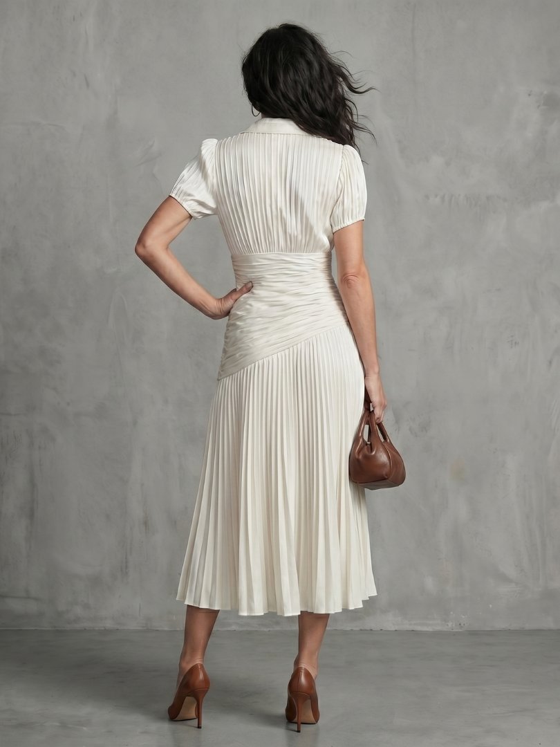 Women's Striped Satin Midi Party Dress