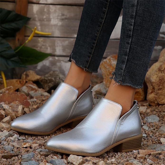 Women's Suede Ankle Booties - Silver