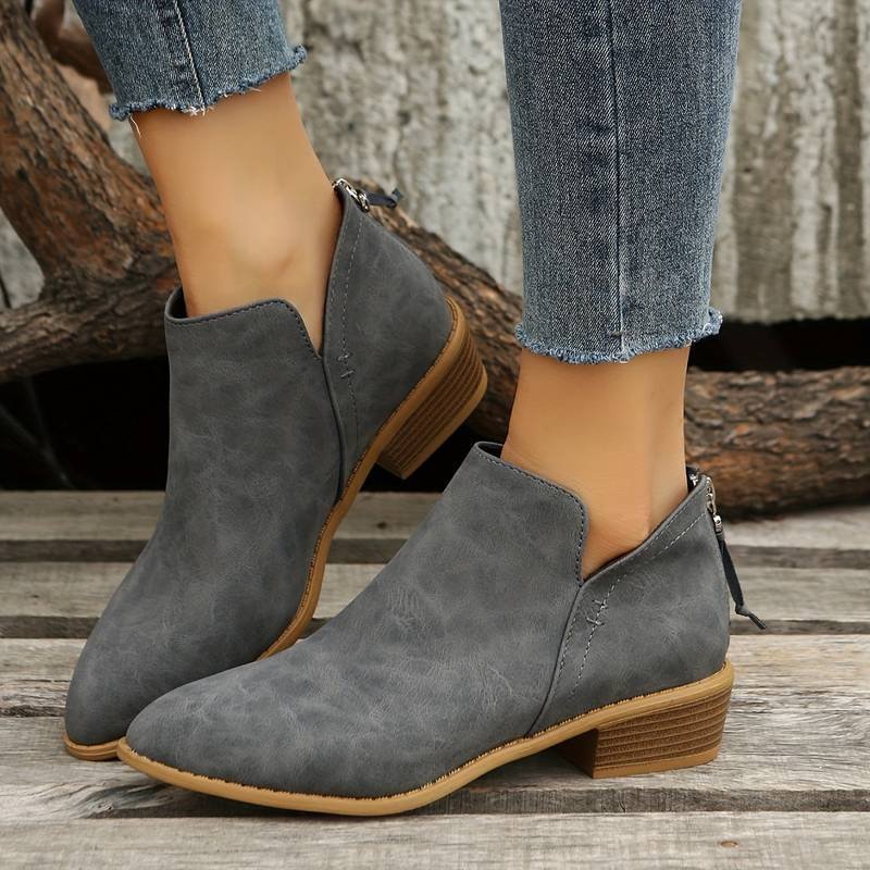 Women's Suede Ankle Booties - Gray