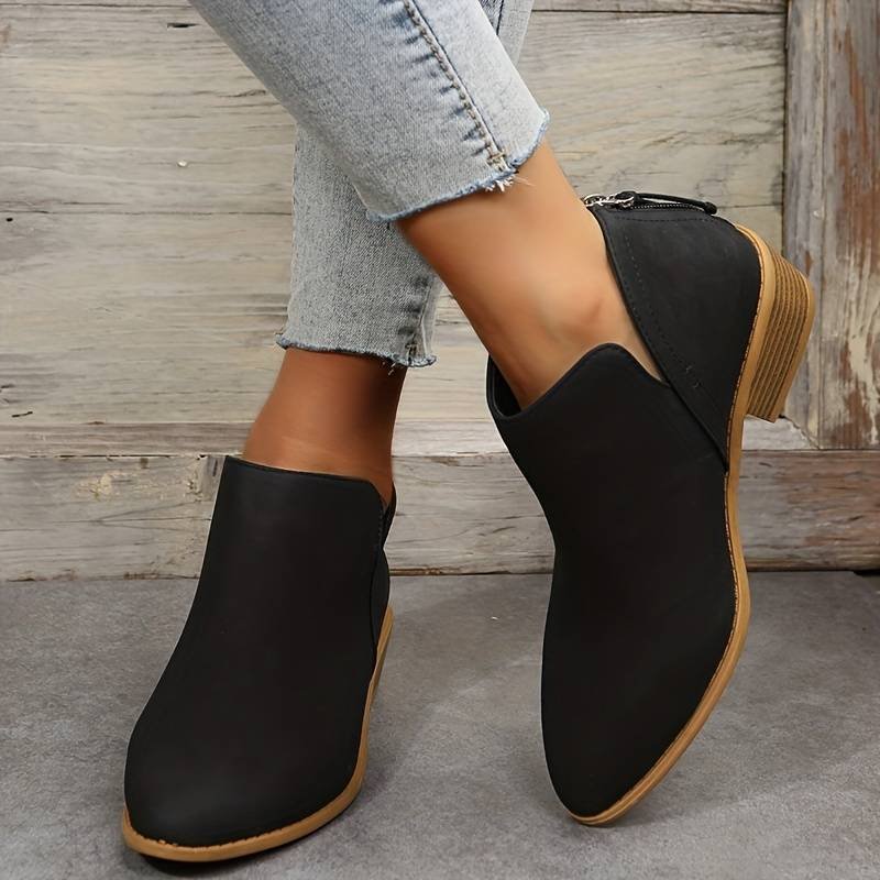 Women's Suede Ankle Booties - Black