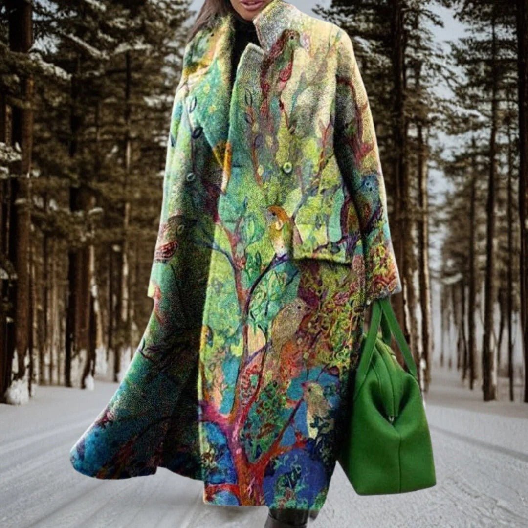 Women's Oversized Wool Wrap Coat - Green