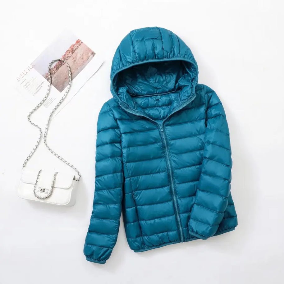 Women's Hooded Packable Puffer Jacket - Blue Lacquer