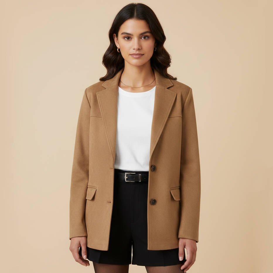 Women's Oversized Wool Blazer - Brown