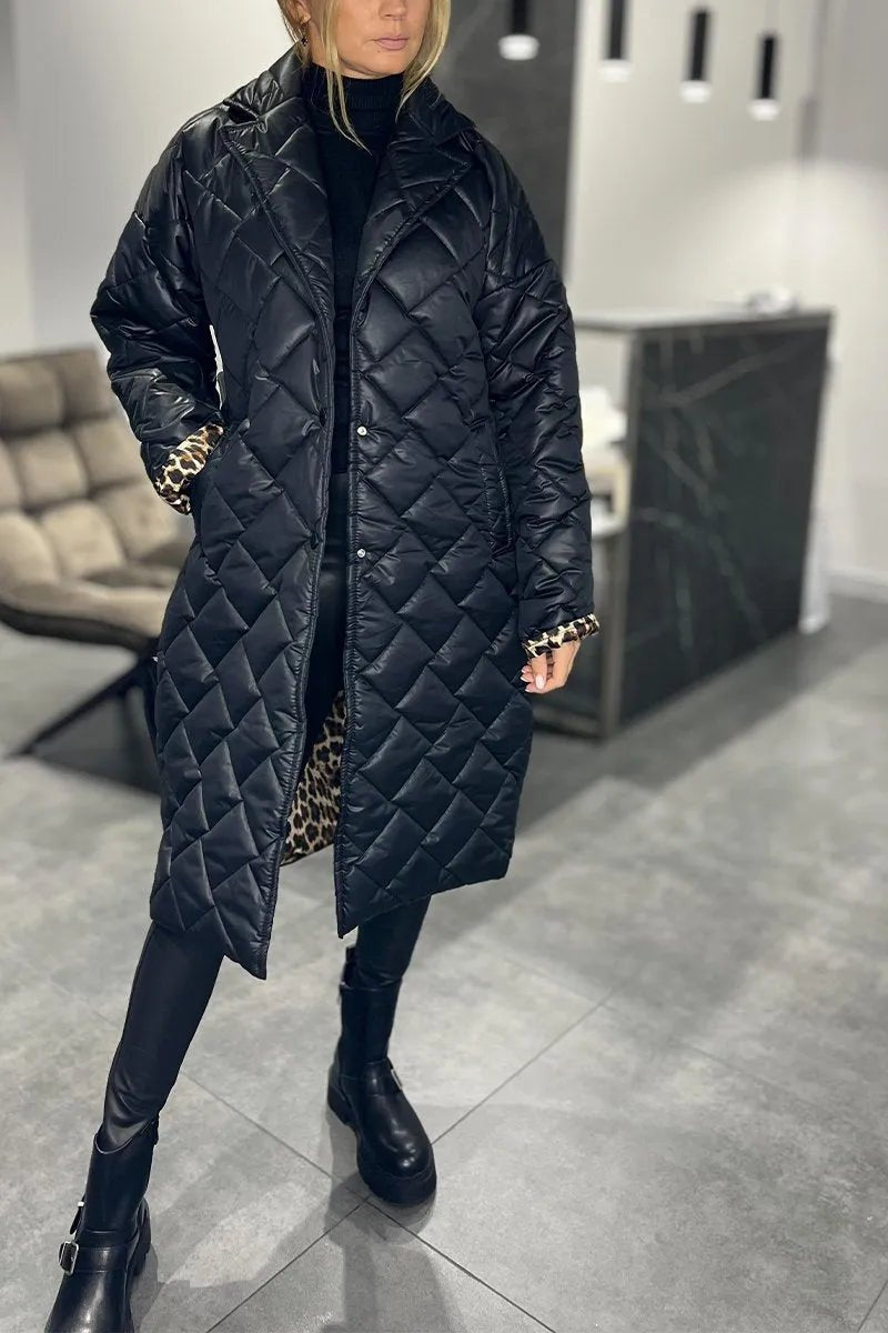 Women's Oversized Longline Puffer Coat - Black
